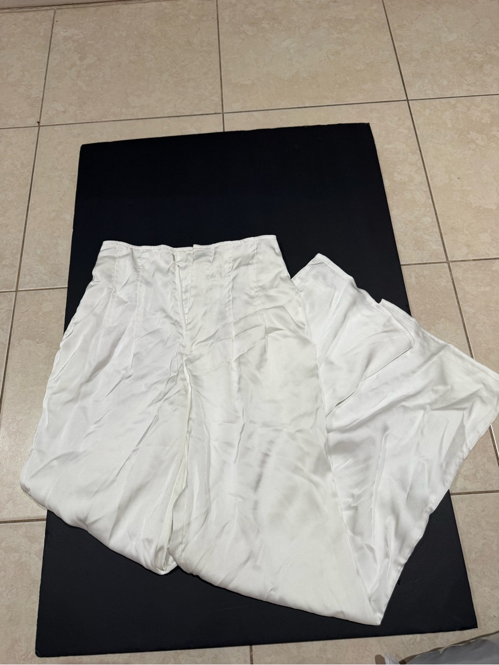 12th Tribe White Wide-Leg Satin Trousers